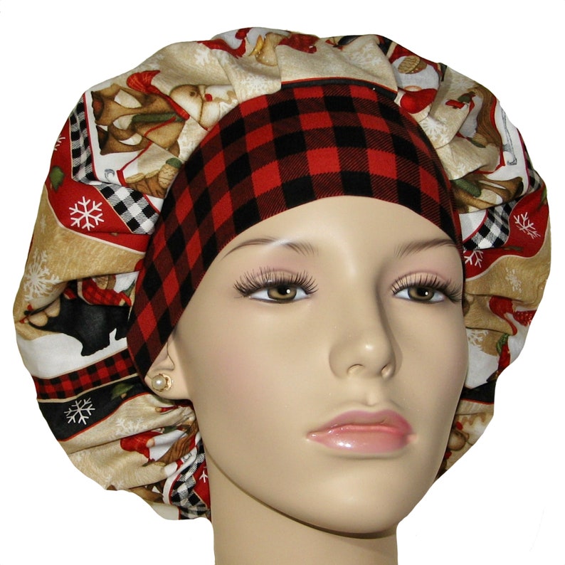 Scrub Hat Christmas Gnomes Stripescrubheadsscrub Etsy