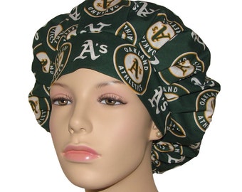 Scrub Caps Oakland Athletics "A's" Fabric-ScrubHeads-Scrub Caps-Baseball Scrub Hat-Oakland Baseball-Surgical Scrub Hat-Baseball Fabric