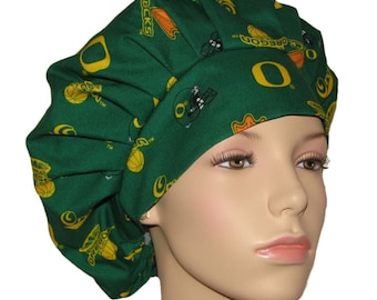 Scrub Caps University Of Oregon Ducks-ScrubHeads-Bouffant Scrub Hats-Ducks Scrub Hat-Oregon Scrub Hat-Womens Scrub Hats-Fabric Scrub Hat