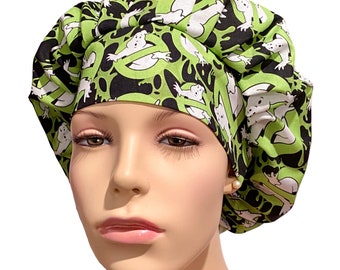 Scrub Caps Halloween Ghostbusters Slime Fabric-Bouffant Scrub Hats-Women's Scrub Hats-Scrub Cap-ScrubHeads-Who Ya Gonna Call-Etsy Scrub Hats