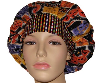 Scrub Caps Halloween Patchwork "Quilt" Fabric-ScrubHeads-Scrub Caps-Surgical Hat-Women's Scrub Hats-Holiday Scrub Hats-Bouffant Cap