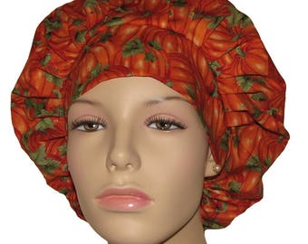 Scrub Caps-Autumn Harvest Pumpkins-Surgical Hat-Scrub Caps-Surgical Cap-ScrubHeads-Etsy Scrub Hats-Scrub Hats For Women-Hokiday Scrub Hats