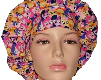 Scrub Caps My Little Pony Packed Faces-Pony Magic Fabric-Bouffant Scrub Hats-ScrubHeads-Pediatrics Scrub Hat-Surgical Scrub Hat- L and D