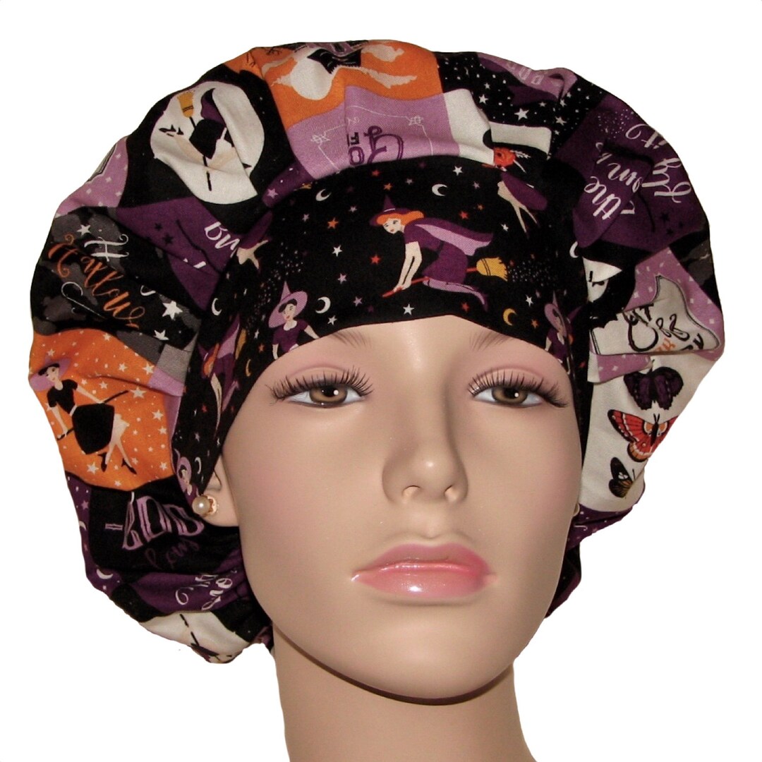 Scrub Caps Halloween Fab Boo Lous Squares Orangescrubheadshalloween