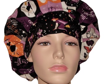 Scrub Caps Halloween Fab boo lous Squares Orange-ScrubHeads-Halloween Witches-Etsy Scrub Hats-Holiday Scrub Hat-Scrub Caps-Fabric Scrub Hats