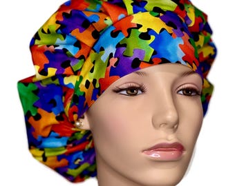 Scrub Caps Autism Awareness Big Bright Pieces Of The Puzzle-Scrub Caps-ScrubHeads-Autism Awareness-Bouffant Scrub Hat-Awareness Scrub Hat