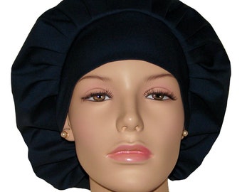 Scrub Hats Navy Blue Kona Cotton -ScrubHeads-Bouffant Scrub Cap-Fabric Scrub Hats-Women's Scrub Hat-Etsy Scrub Hats-Anesthesia Scrub Hat