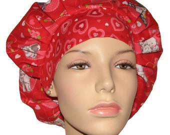 Scrub Hats Valentines Day Kewpie Love Fabric-ScrubHeads-Scrub Cap-Bouffant Scrub Hat-Surgical Scrub Hat-Hearts Scrub Hat-Kewpie Doll