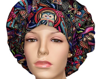 Scrub Caps Multicolor Master Sahul Owls-ScrubHeads-Bouffant Scrub Hats-Sahul Land-Scrub Hats For Women-Owls Scrub Hat-Anesthesia Scrub Hat