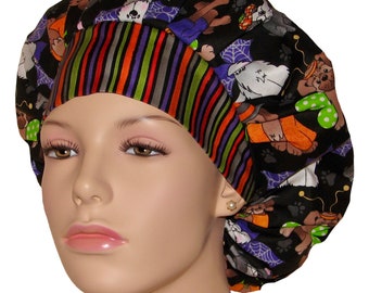 Scrub Caps Halloween Dogs In Costume-Scrub Cap-ScrubHeads-Holiday Scrub Hats-Women's Scrub Hat-Bouffant Scrub Hat-Veterinarian Scrub Hat-Dog