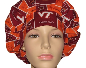 Scrub Caps Virginia Tech Hokies-ScrubHeads-Bouffant Scrub Hat-Scrub Hats For Women-Fabric Scrub Hat-College Football-Virginia Scrub Hat