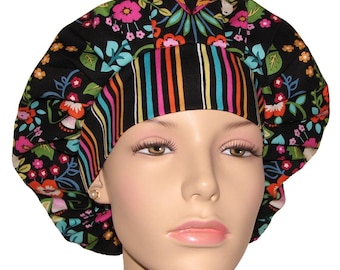 Scrub Caps Lovey Dovey Birds-Floral Damask-ScrubHeads-Scrub Hats For Women-Bouffant Scrub Cap-Floral Scrub Hat-Surgical Scrub Cap-Surgery