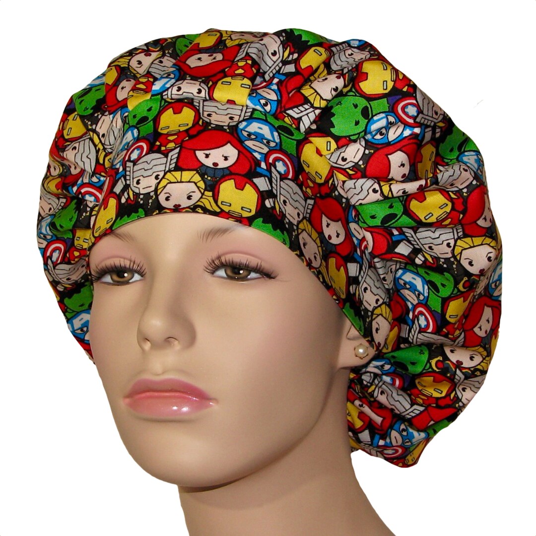 Scrub Hats Marvel Kawaii Avengers Fabricscrub Etsy