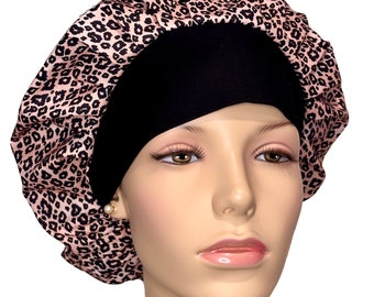 Scrub Caps Pink Leopard Print-ScrubHeads-Bouffant Scrub Hat-Leopard Scrub Hat-Scrub Cap-Anesthesia Scrub Hat-Fabric Scrub Hats-Scrub Cap