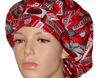 Scrub Caps Ohio State License Plate  Fabric-Scrub Hat-Scrub Caps-ScrubHeads-Ohio State Scrub Hat-Buckeyes Scrub Hat-Ohio State Football