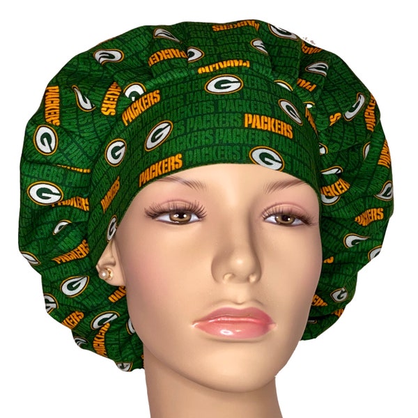 Scrub Caps Green Bay Packers Mini Stripe Fabric-ScrubHeads-Scrub Hats Women-Scrub Cap-Fabric Scrub Hats-Surgical scrub Hat-Packers Scrub Hat