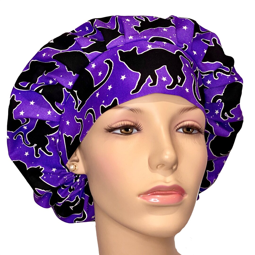 Scrub Caps Halloween Spooktacular Catsscrub Hatsscrub Caps Etsy
