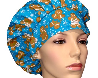 Scrub Caps Christmas Gingerbread Hospital-ScrubHeads-Christmas Scrub Hats-Anesthesia Scrub Hat-Bouffant Scrub Hat-Women's Scrub Hat