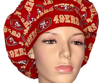 Scrub Caps San Francisco 49ers Red Fabric-ScrubHeads-Scrub Cap-Football Scrub Hat-49ers Scrub Hat-Veterinarian Hat-49ers Fabric Scrub Hat