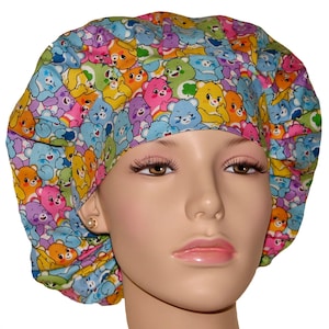 Scrub Caps Care Bears Fabric-ScrubHeads-Bouffant Scrub Hats-Pediatric Scrub Hat-Scrub Caps-Scrub Hats for Women-Multi Care Bears Fabric