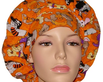 Scrub Caps Halloween Cats In Costumes-ScrubHeads-Bouffant Scrub Hats-Veterinarian Scrub Hat-Cats Scrub Hat-Scrub Hat For Women-Anesthesia