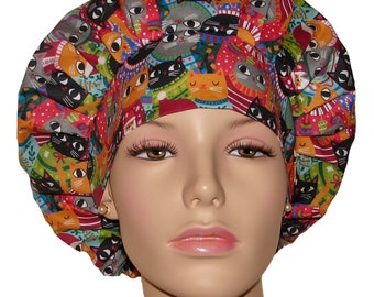 Scrub Caps Christmas Sweater Cats-ScrubHeads-Scrub Caps-Holiday Scrub Hats-Bouffant Scrub Hat-Cats-Surgical Hat-Women's Scrub Hats-Christmas