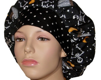 Scrub Caps Halloween A Haunting We Will Go Skeletons-Bouffant Scrub Hats-Women's Scrub Hat-Scrub Cap-ScrubHeads-Surgical Hat-Etsy Scrub Hats