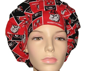 Scrub Caps University Of Georgia Bulldogs Fabric-Scrub Caps-Surgical Hat-Surgical Caps-Scrub Hats For Women-ScrubHeads-Bulldogs Scrub Hat