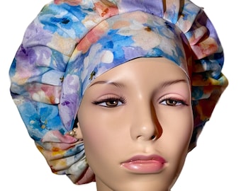 Scrub Caps Multi Faded Floral-ScrubHeads-Bouffant Scrub Hats-Scrub Caps For Women-Floral Scrub Hat-Floral Fabric Scrub Hat-Scrub Cap