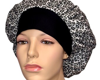 Scrub Caps Gray Leopard Print-ScrubHeads-Bouffant Scrub Hat-Leopard Scrub Hat-Scrub Cap-Anesthesia Scrub Hat-Fabric Scrub Hats-Scrub Cap