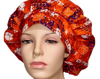 Scrub Caps Clemson University Tigers Splattered Fabric-ScrubHeads-Scrub Hats-Scrub Caps-College Football-Clemson Scrub Hat-Clemson Football