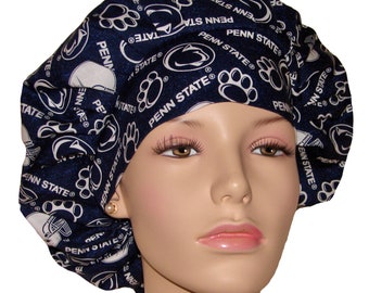 Scrub Hats Penn State Tone On Tone- Nittany Lions Cotton Fabric-Bouffant Scrub Hat-ScrubHeads-College Football Scrub Hats-PSU Scrub Hat