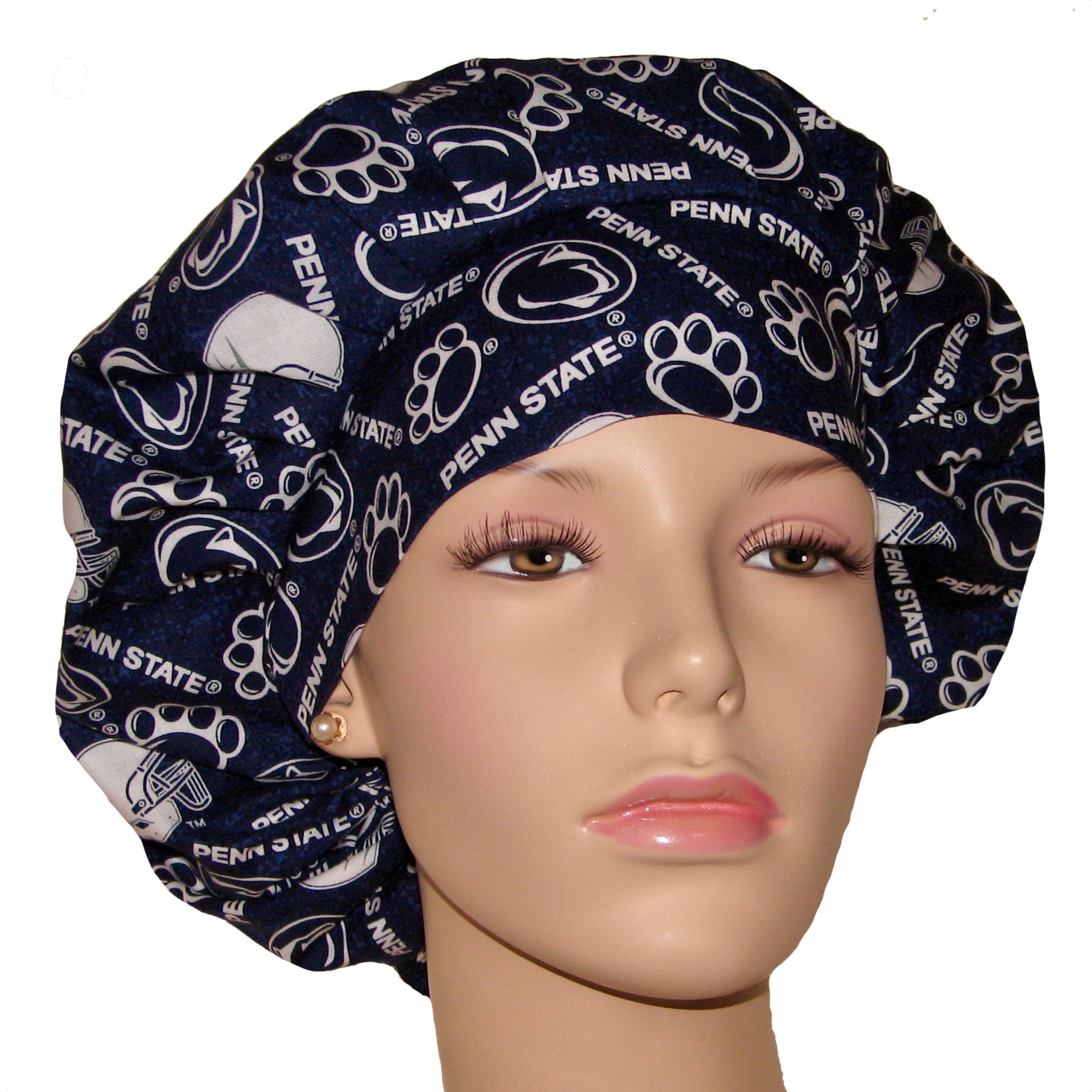 Scrub Hats Penn State Tone on Tone Nittany Lions Cotton Fabric-bouffant  Scrub Hat-scrubheads-college Football Scrub Hats-psu Scrub Hat 