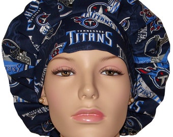 Scrub Caps Tennessee Titans Cotton Fabric-Bouffant Scrub Hat-ScrubHeads-Scrub Cap-Titans Scrub Hat-Football Scrub Hat-Etsy Scrub Hat