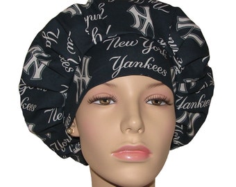 Scrub Caps New York Yankees Fabric-ScrubHeads-Bouffant Scrub Hats-Yankees Scrub Hat-Scrub Hats For Women-Baseball Scrub Hat-CRNA Scrub Hat
