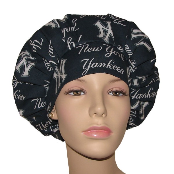 Scrub Caps New York Yankees Fabric-ScrubHeads-Bouffant Scrub Hats-Yankees Scrub Hat-Scrub Hats For Women-Baseball Scrub Hat-CRNA Scrub Hat