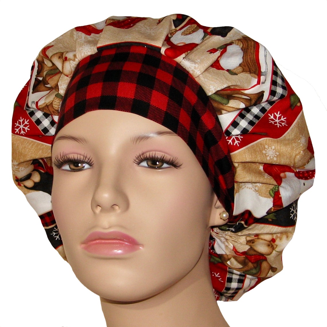 Scrub Hat Christmas Gnomes Stripescrubheadsscrub Etsy