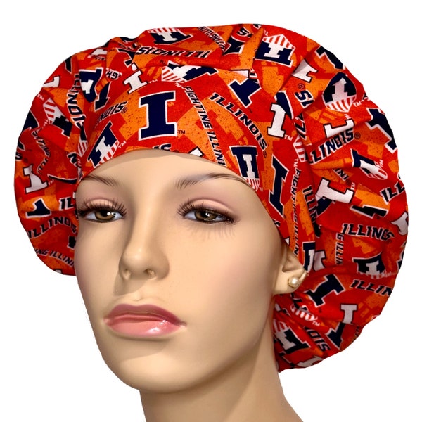 Scrub Caps Illinois Fabric-ScrubHeads-Scrub Hats For Women-College Football-Fabric Scrub Hats-Anesthesia Scrub Hat-University of Illinois