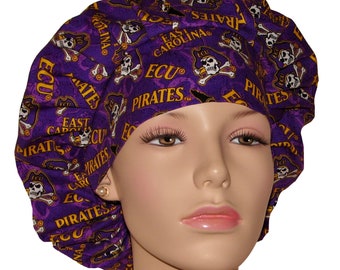 Scrub Caps East Carolina University-ScrubHeads-ECU Pirates-Scrub Hat-Bouffant Scrub Hat-Scrub Caps-College Team Scrub Hat-College Sports