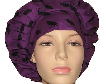 Scrub Caps Halloween Black Ravens on Purple-ScrubHeads-Halloween Scrub Hats-Etsy Scrub Hats-Ravens Scrub Cap-Purple Scrub Hat-Surgical Cap