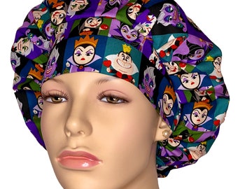 Scrub Caps Disney Villains Fabric-ScrubHeads-Scrub Cap-Scrub Hats For Women-Pediatric Scrub Hat-Anesthesia Scrub Hat-Villains-Disney Fabric