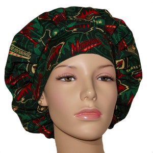 Scrub Caps Minnesota Wild Fabric-ScrubHeads-Bouffant Scrub Hat-Hockey Scrub Hat-Minnesota Wild Fabric-Scrub Caps-Minnesota Scrub Hat