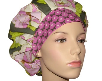 Scrub Hats Go Go Rose Floral Fabric-ScrubHeads-Bouffant Scrub Cap-Floral Scrub Hat-Scrub Caps-Anesthesia Scrub Hat-Etsy Scrub Hats