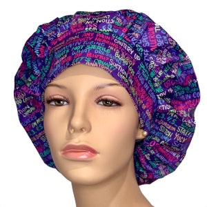 Scrub Cap OR Nurse Sayings On Purple Fabric-ScrubHeads-Bouffant Scrub Hat-OR Nurse Scrub Hat-Operating Room Nurse-Surgical Nurse-Surgery