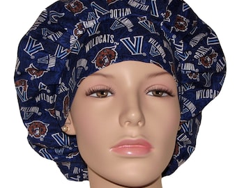 Scrub Hats Villanova Wildcats Fabric-ScrubHeads-Villanova Scrub Hat-College Football-Villanova-Scrub Cap-Bouffant Scrub Hat For Women