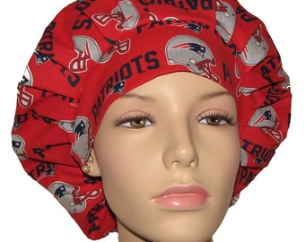 Bouffant Scrub Hat New England Patriots Fabric-Scrubheads-Scrub Cap-Surgical Scrub Hat-Scrub Hats For Women-Patriots Scrub Hat-Scrub Hats