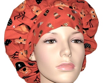 Scrub Caps Halloween Cheekyville Large Pumpkin Faces-ScrubHeads-Holiday Scrub Hat-Scrub Cap For Women-Surgical Scrub Caps-Halloween