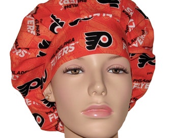 Scrub Hats Philadelphia Flyers Fabric-ScrubHeads-Bouffant Scrub Hat-Flyers Scrub Hat-Scrub Cap-Philadelphia Flyers-Hockey Scrub Hat