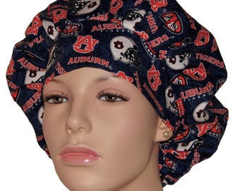 ScrubCaps Auburn University Tigers Tone On Tone Fabric-Scrub Caps-Scrub Hats For Women-Anesthesia Scrub Hat-ScrubHeads-Auburn Tigers