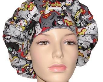 Scrub Caps Superheros DC Comics-ScrubHeads-Scrub Cap-Bouffant Scrub Hat-Scrub Caps-Scrub Hats for Women-Superhero Scrub Hat-Anesthesia Scrub